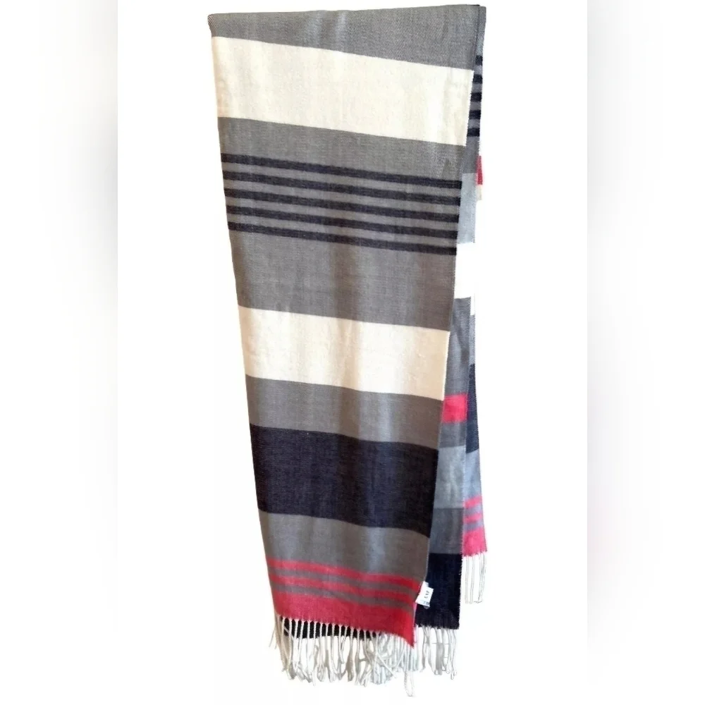 NWOT | GAP | Brushed Wool Oversized Scarf | Heather Gray, Pink, Ivory - Picture 4 of 10